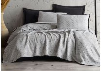 Постельное белье Washed Cotton Saheser - Massimo Siyah с покрывалом (Турция), евро